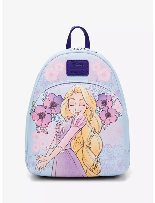 Mochila pequeña Loungefly Disney Enredados Rapunzel con flores pastel
