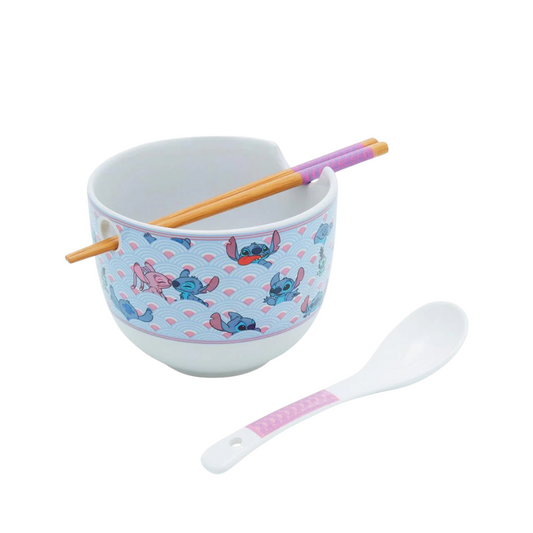 Bowl de Ramen Stitch & Angel con Cuchara