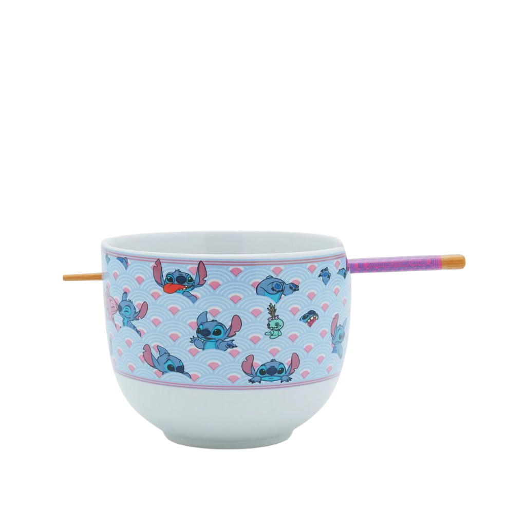 Bowl de Ramen Stitch & Angel con Cuchara