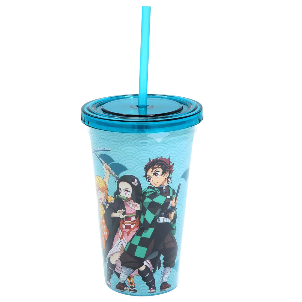 Vaso con Popote Demon Slayer: Kimetsu no Yaiba Retrato grupal