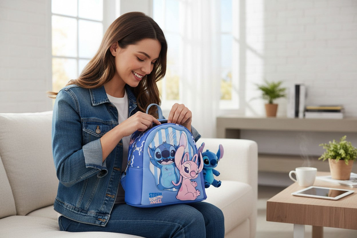 Mini Mochila Disney Stitch & Angela, Holografica Trapos