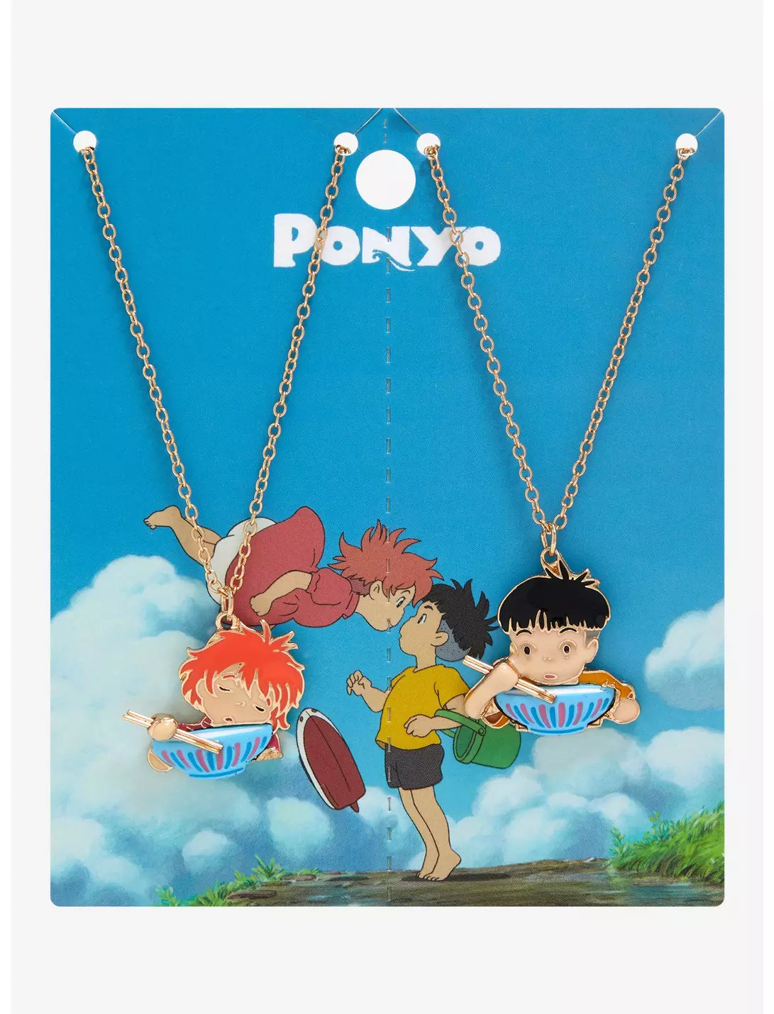 Juego de collares de Studio Ghibli Ponyo Sosuke y Ponyo Ramen San Valentin