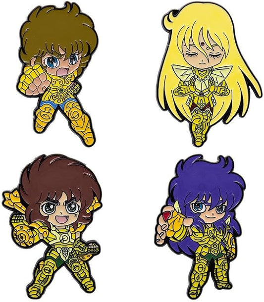 Set 4 Pines Metalicos Leo Shaka Doko Milo - Caballeros Del Zodiaco