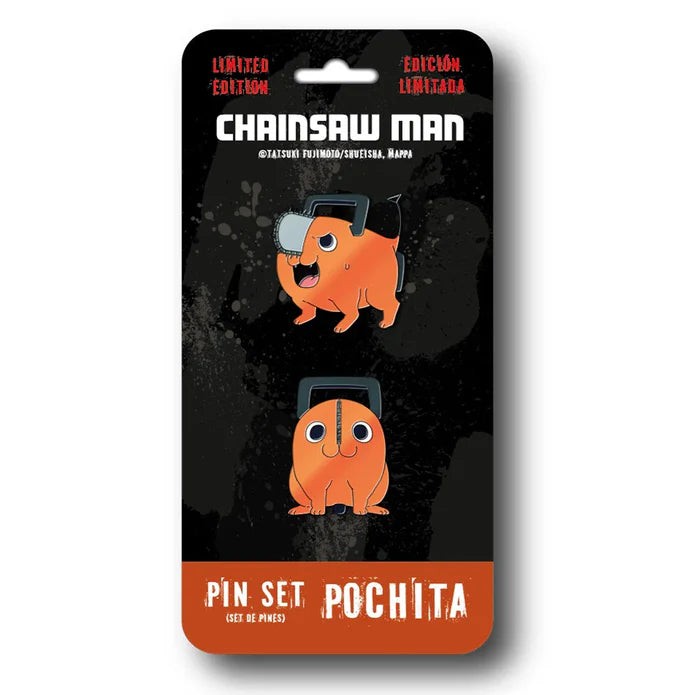 Set de Pines Metálicos Pochita - Chainsaw Man