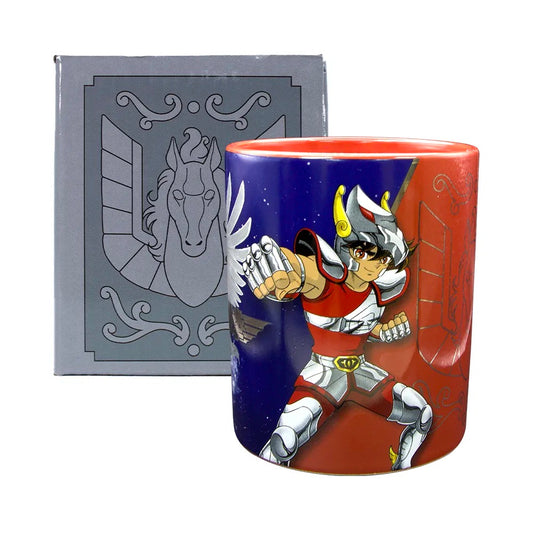 Taza Coleccionable Caballeros Del Zodiaco Acabados Metálico Seiya El Pegaso