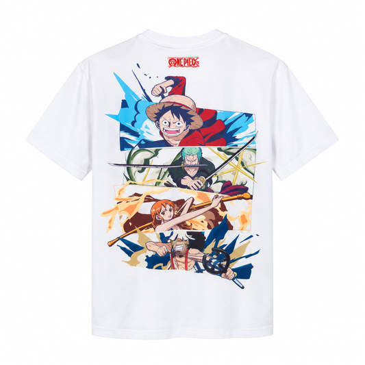 Playera One Piece Tripulación Sombrero de Paja - Luffy, Zoro, Nami y Usopp