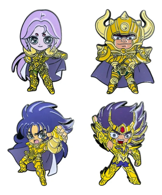 Set 4 Pines Metalicos Kanon, Mu Aldebaran - Caballeros Del Zodiaco