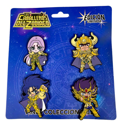Set 4 Pines Metalicos Kanon, Mu Aldebaran - Caballeros Del Zodiaco
