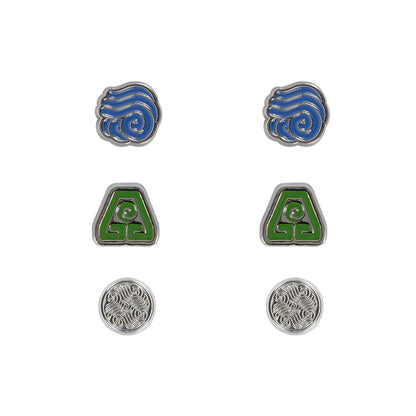 Aretes Kit 3 Piezas Avatar Nación del Agua y Tierra