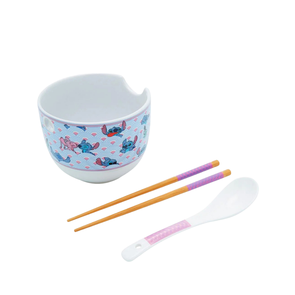 Bowl de Ramen Stitch & Angel con Cuchara