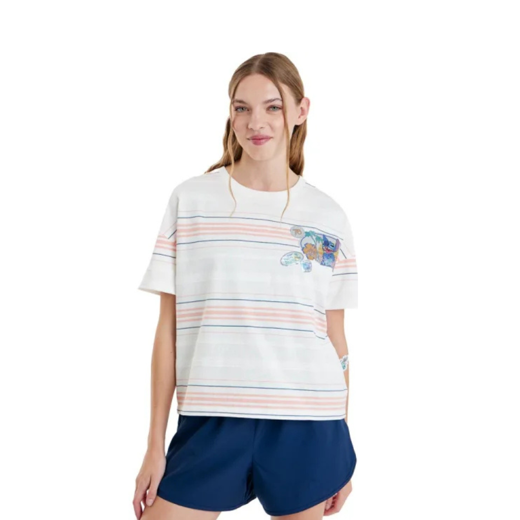 Playera Stitch Surf Hawaii – Rayas Naranjas