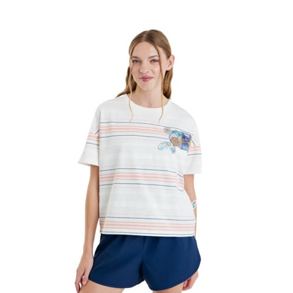 Playera Stitch Surf Hawaii – Rayas Naranjas