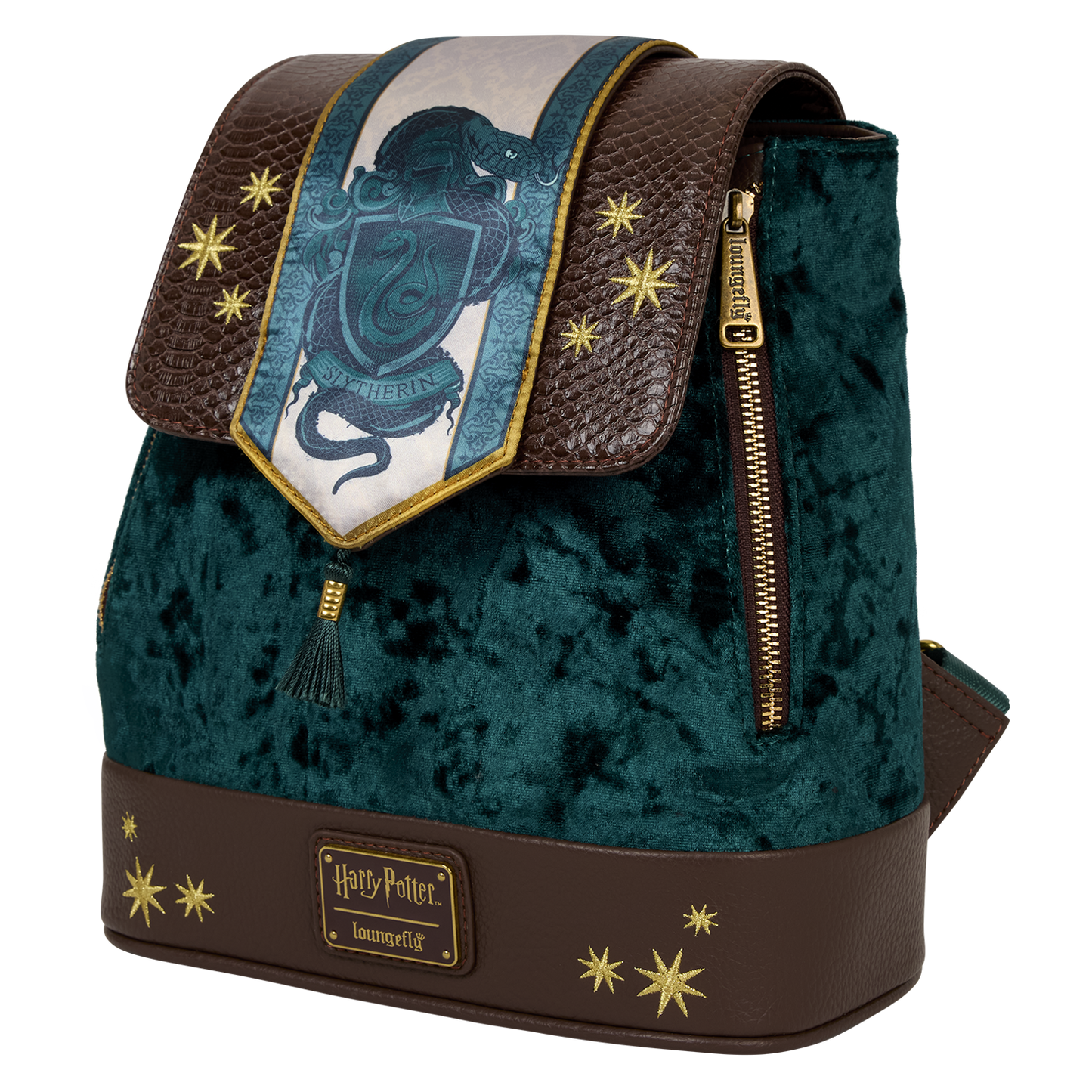 Mini Mochila Loungefly  de Terciopelo Harry Potter Slytherin