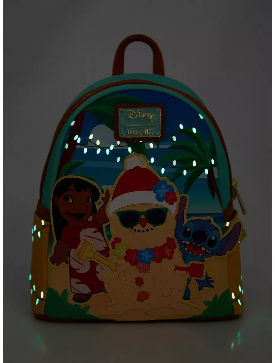 Mini mochila Loungefly Disney Lilo & Stitch Muñeco de Nieve Brilla en la Oscuridad