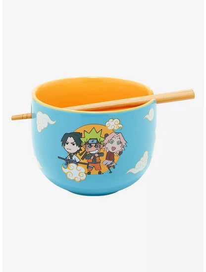 Naruto Shippuden Chibi Ninjas Sketch Art Ramen Bowl con palillos