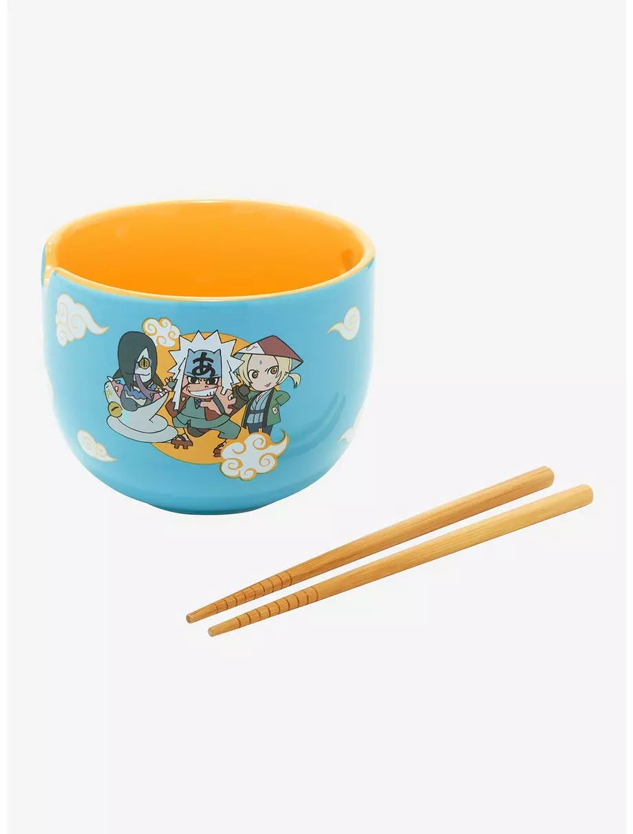 Naruto Shippuden Chibi Ninjas Sketch Art Ramen Bowl con palillos