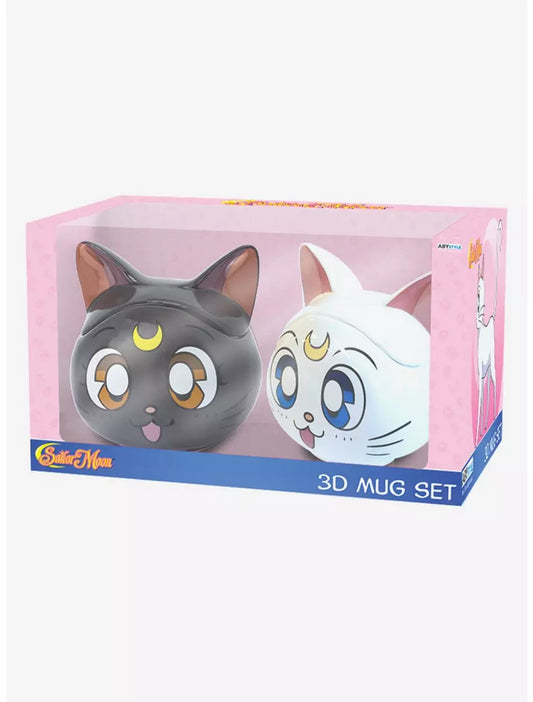 Juego de Tazas 3D de Sailor Moon Luna y Artemis