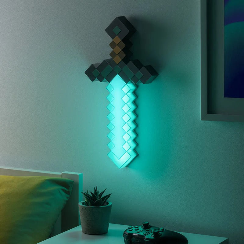 Lámpara Minecraft Espada de Diamante Luz de Noche Original