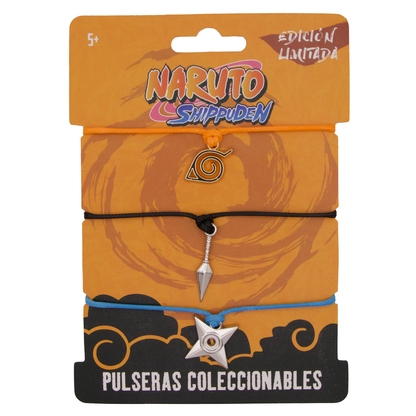 Pulsera De Hilo Coleccionable Edición Limitada Naruto Kit 3 Piezas