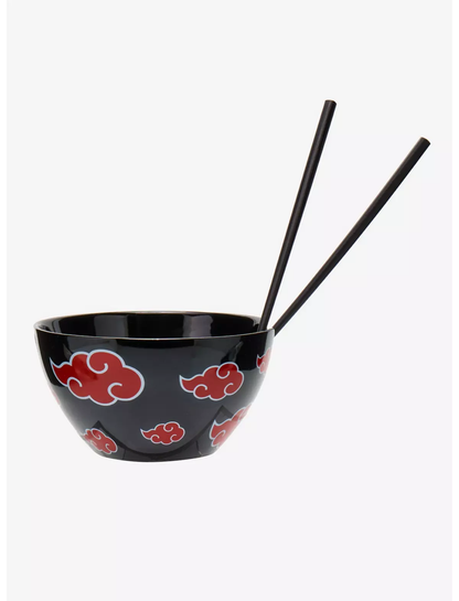 Bowl de Ramen Naruto Shippuden Akatsuki Clouds con palillos