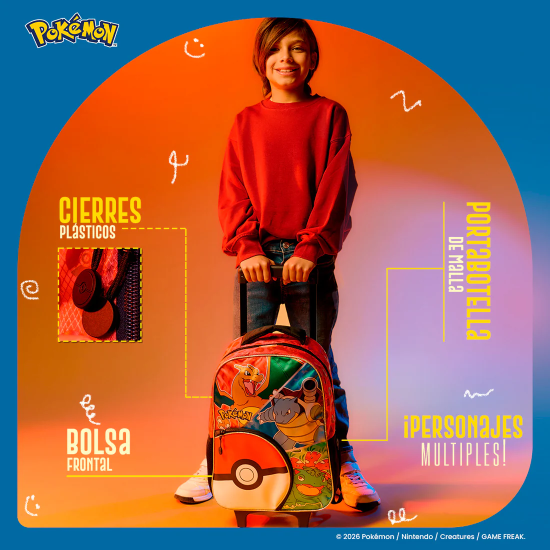 Mochila Escolar con Carrito de Pokémon Legado de Kanto Edición 07
