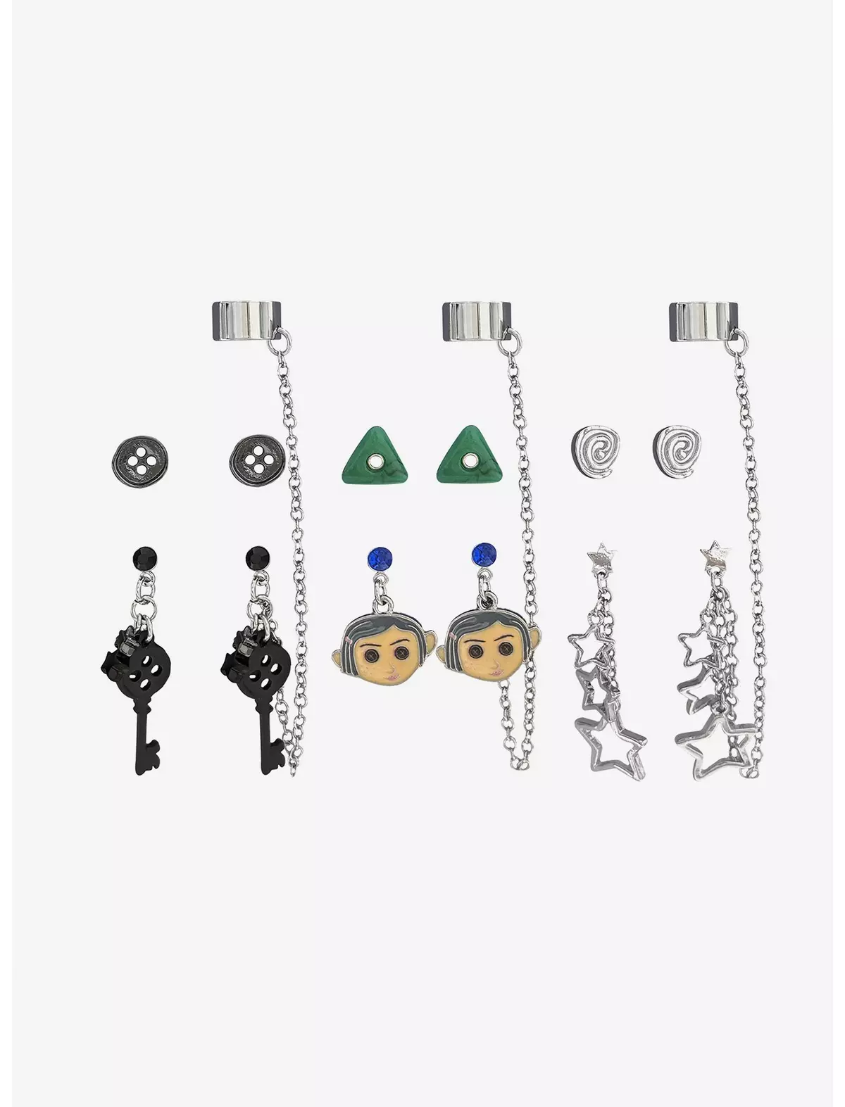 Set  de Aretes muñeca con botón Coraline