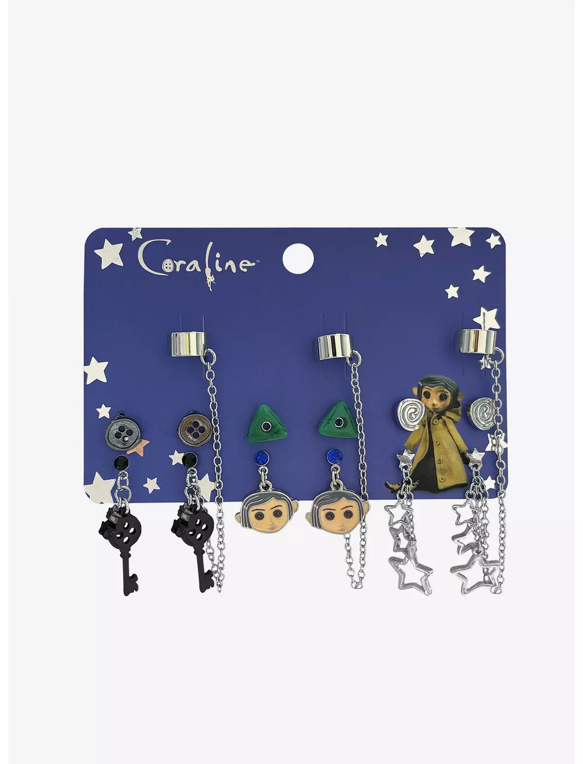 Set  de Aretes muñeca con botón Coraline
