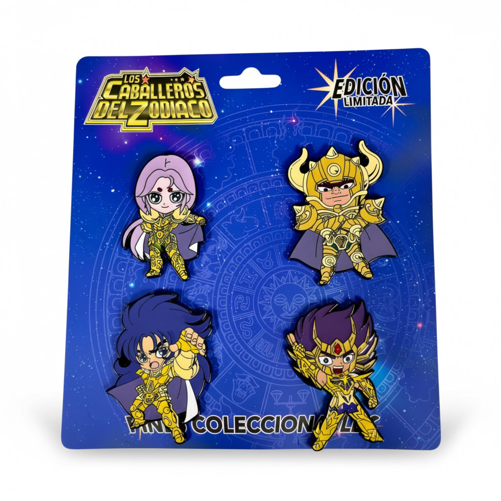 Set 4 Pines Metalicos Kanon, Mu Aldebaran - Caballeros Del Zodiaco