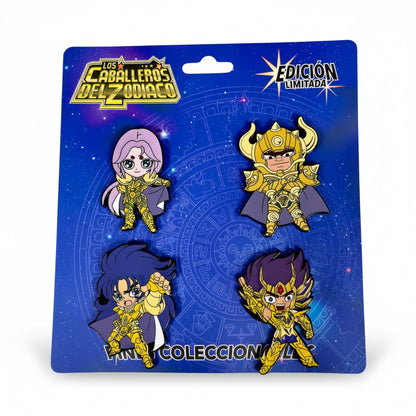 Set 4 Pines Metalicos Kanon, Mu Aldebaran - Caballeros Del Zodiaco
