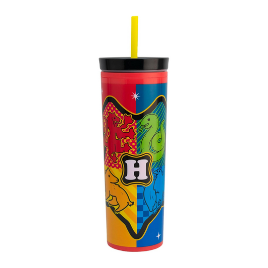 Vaso Con Popote Harry Potter - Hogwarts 4 Casas