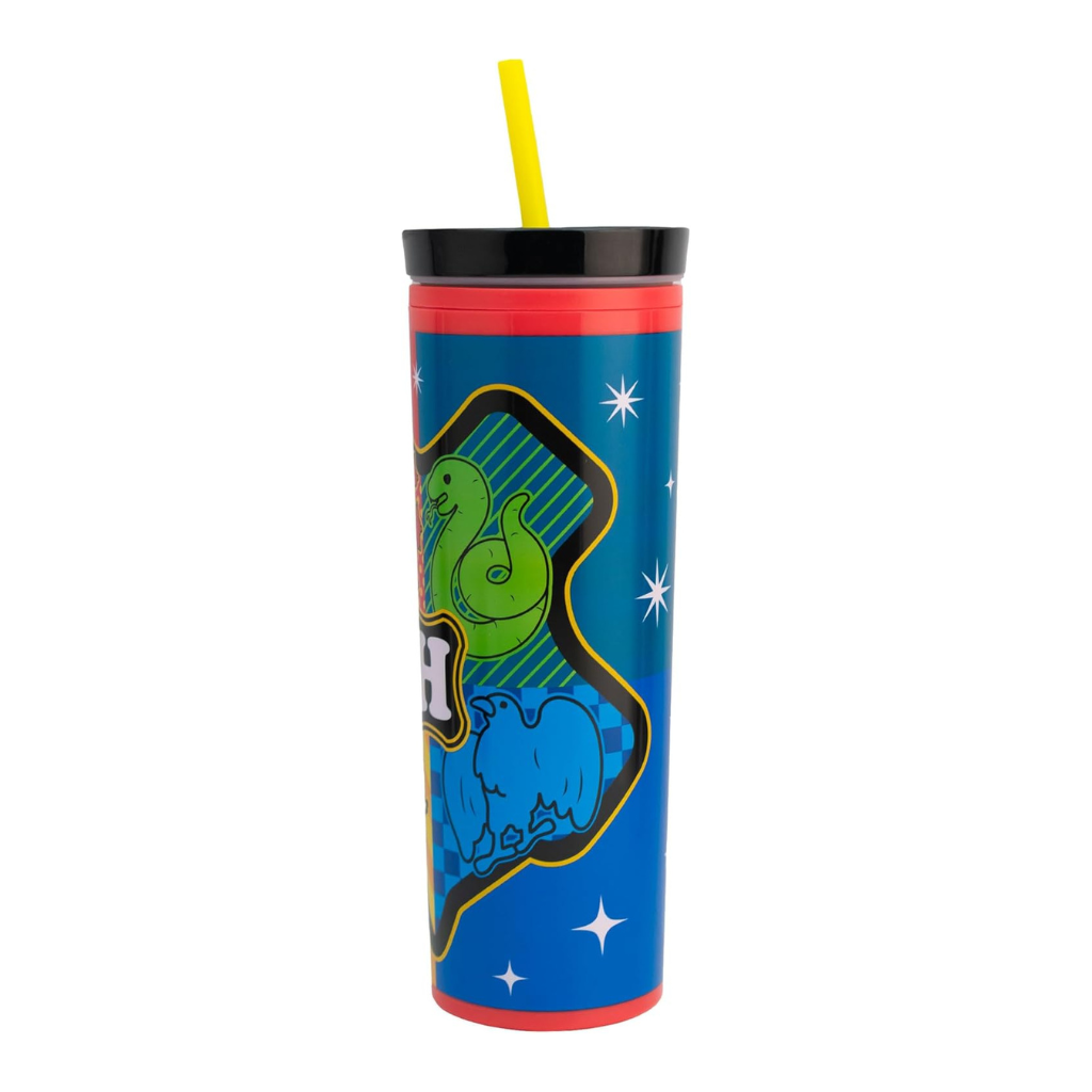 Vaso Con Popote Harry Potter - Hogwarts 4 Casas
